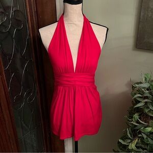 Y2K Backless Red Halter Top